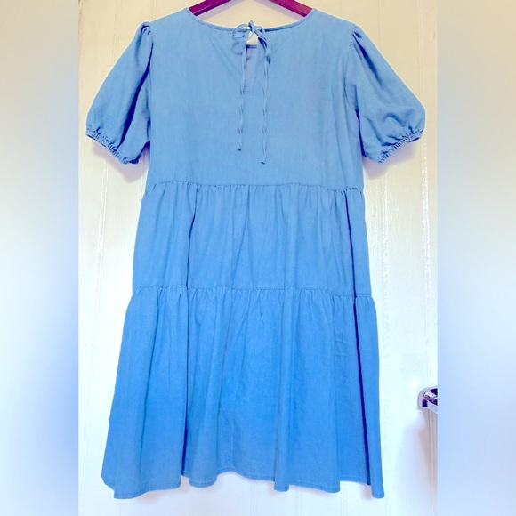 *3 for $20* Chambray Tiered Dress, Jack + Avery, Prairie Look, Tie Closure, XL - Picture 8 of 8
